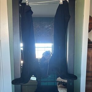 Black Suede Over-the-Knee Boots